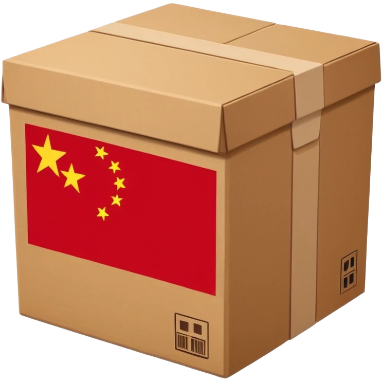 shipping box with China flag symbol emoji