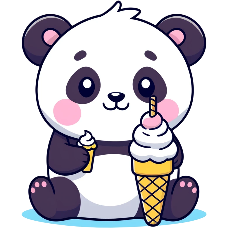Panda eating ice cream emoji