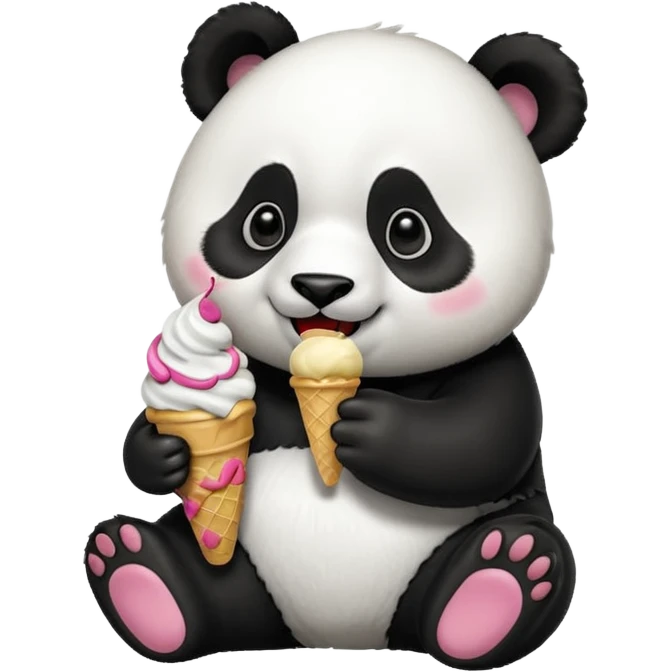Panda eating ice cream emoji