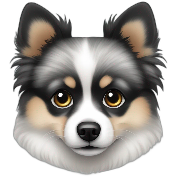 Black and gray Merle Pomeranian with heterochromia emoji