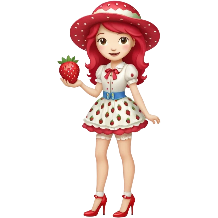 pretty and cute realistic modern day strawberry shortcake full body with high heels emoji emoji