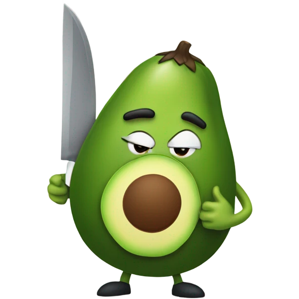 Angry avocado waving a knife emoji