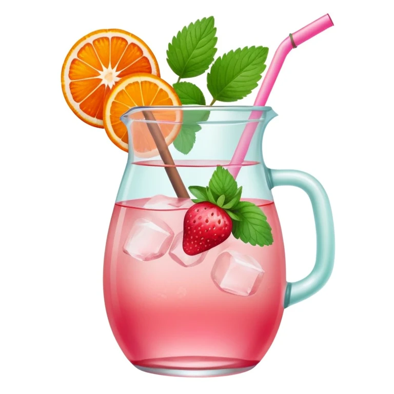 strawberry mint water next to cinnamon and orange water emoji