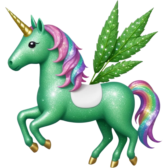 Weed leaf with a Glitter unicorn  emoji