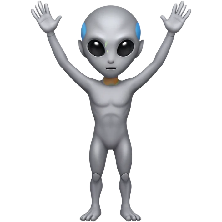 fullbody handsup gray alien rear frontview emoji