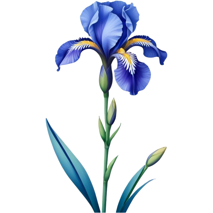 single Sky Blue Iris, straight stem emoji