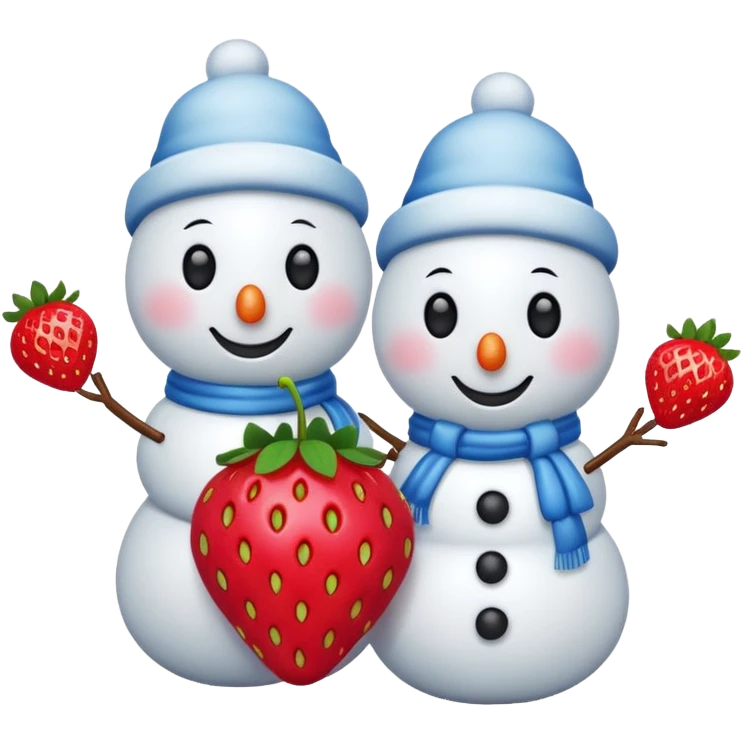 snowmen holding strawberry emoji