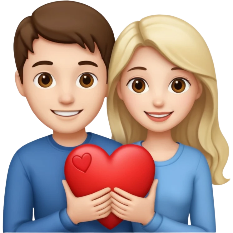 romantic love, romantic couple holding a heart emoji