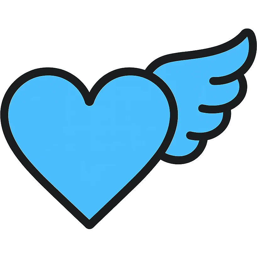 Blue sky blue heart with an angel wing emoji