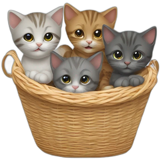 Cute three kittens in a basket. emoji