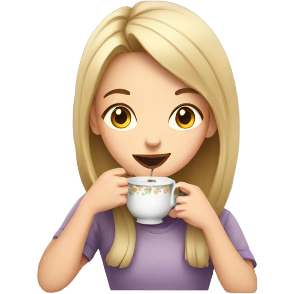 Girl eating tea emoji