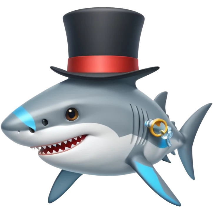 Shark with a top hat emoji