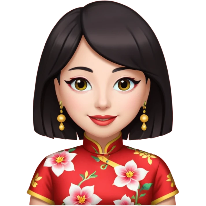 Lady Gaga, wearing cheongsam emoji