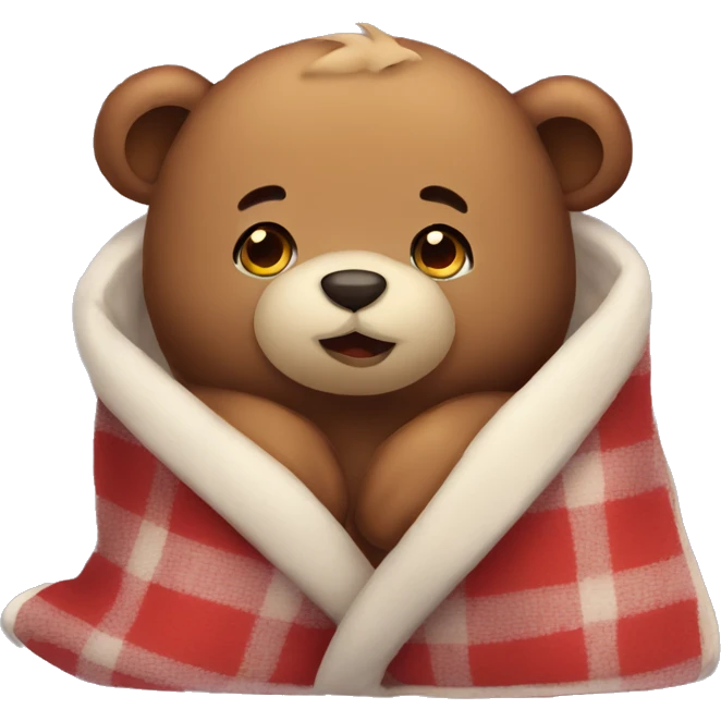 cute bear cozy in blanket emoji