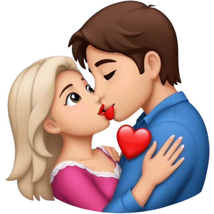 beso enamorados rubio y morena emoji