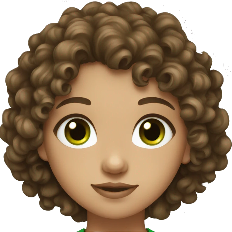 Brown hair Curly girl with green eyes emoji
