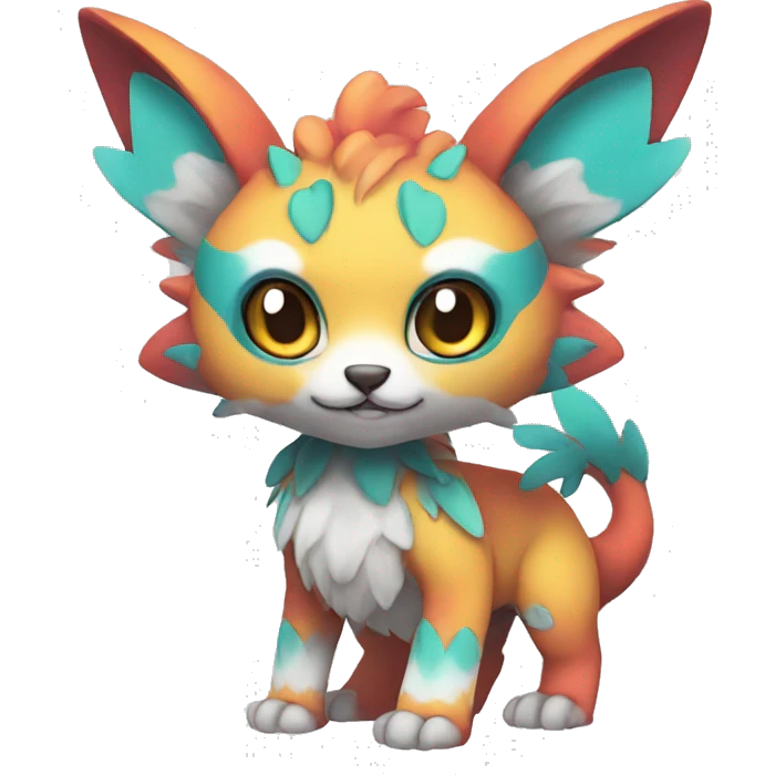 Cute cool colorful fantasy animal hybrid Fakemon full body emoji