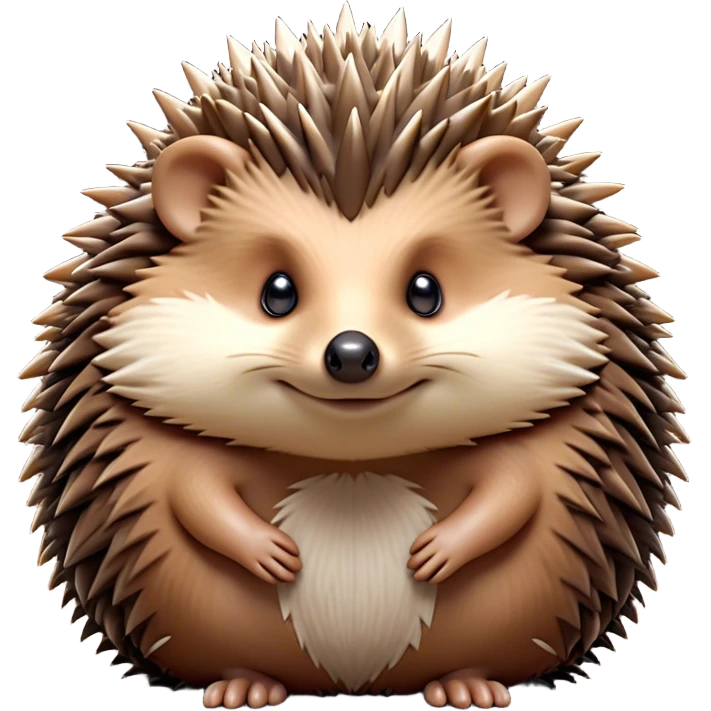 Cinematic Noble Hedgehog Portrait Emoji, Poised and regal, with a compact, spiky build and a rich, earthy Fur of brown spines and a soft underbelly, deep-set soulful beady eyes, Simplified yet sharp and sophisticated features, highly detailed, glowing with a warm, dignified glow, high shine, intelligent and endearing, stylized with an air of woodland charm, focused and attentive, soft glowing outline, capturing the essence of a watchful and confident little hedgehog, so majestic it feels as though it could scurry out of the screen with effortless authority! emoji
