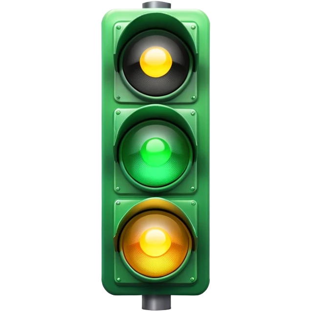 green traffic light stoplight with illuminated green light emoji