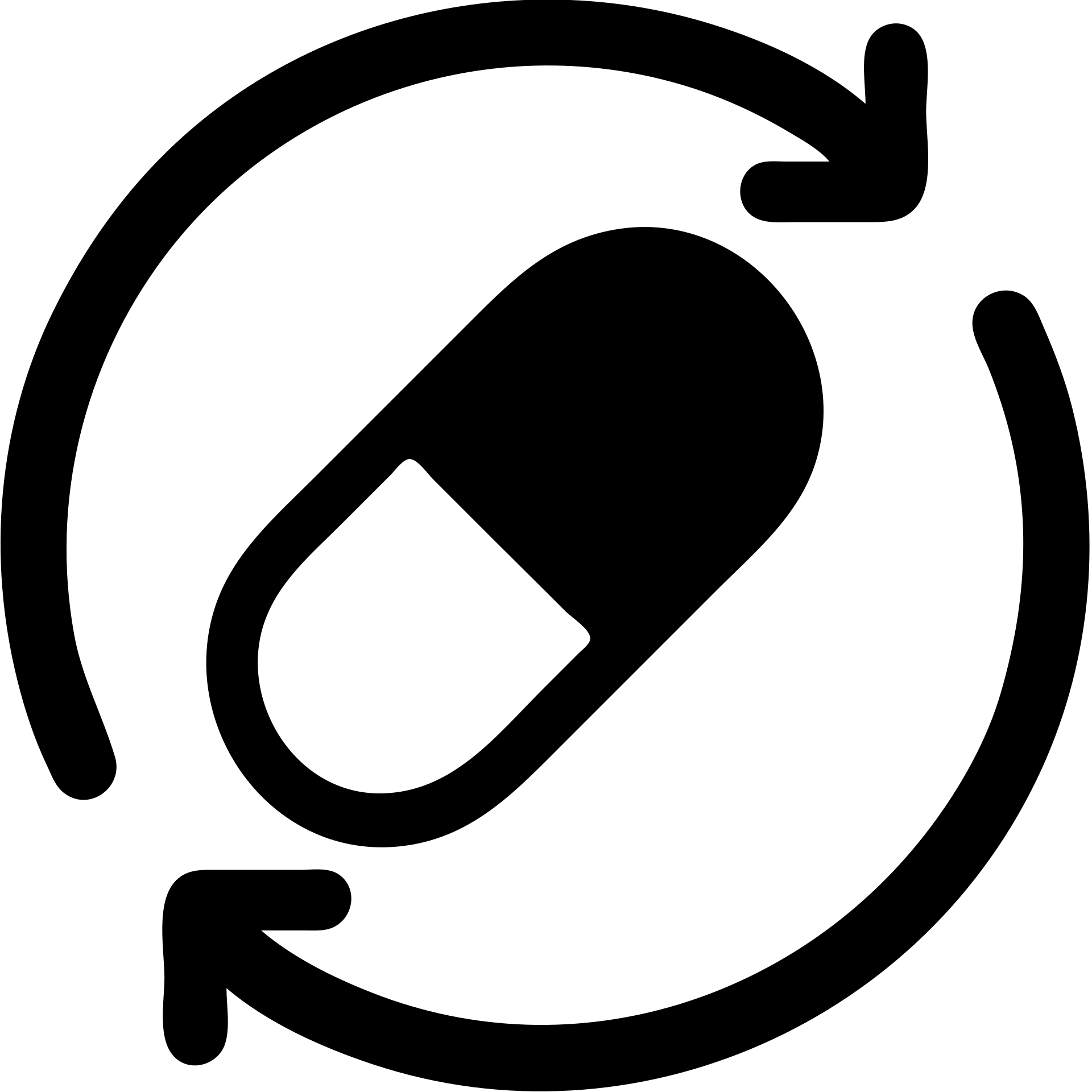 solid filled icon symbolizing chronic illness, stylized pill and a looping arrow emoji