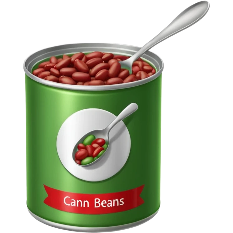 Open can of beans with label with spoon  emoji