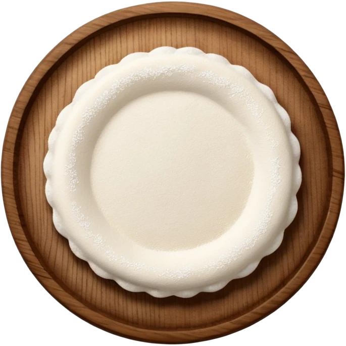 small sprinkles of flour on circular wooden plate emoji