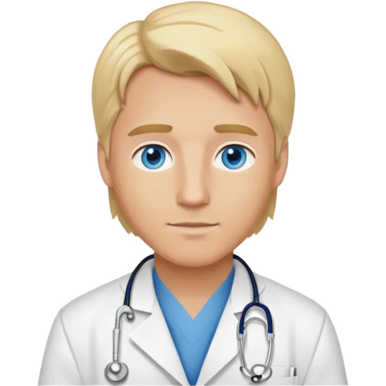 white guy with blonde hair and blue eyes. doctor emoji