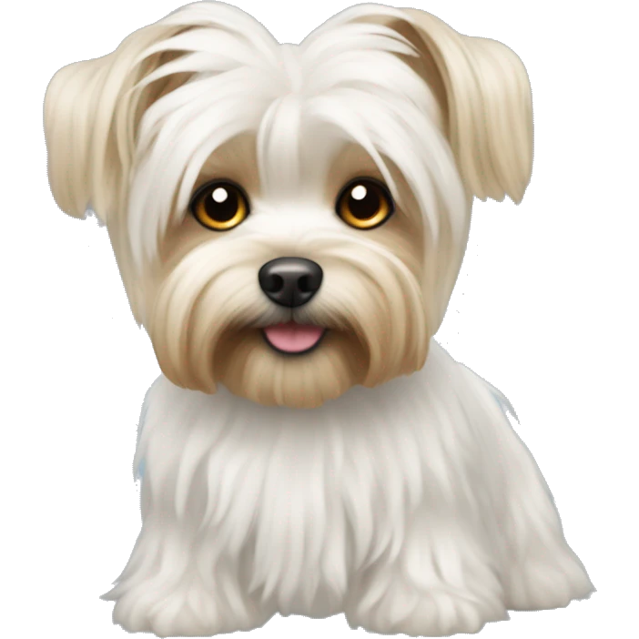 white sitzu half yorki with curly hair emoji