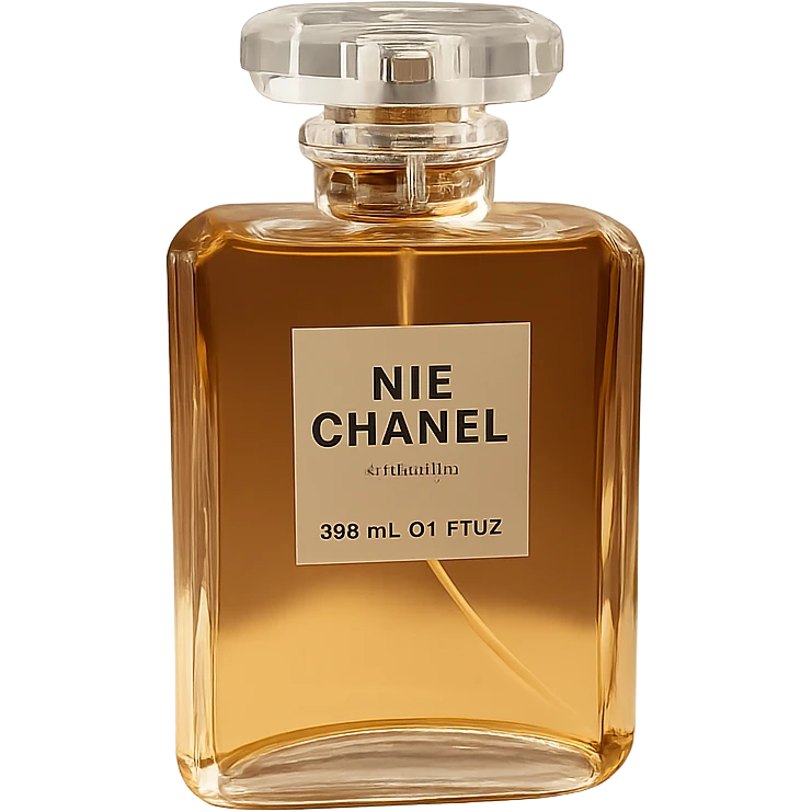 Remove the background, keep only the realistic Chanel perfume bottle with soft lighting, preserving glass details, on a transparent background. emoji