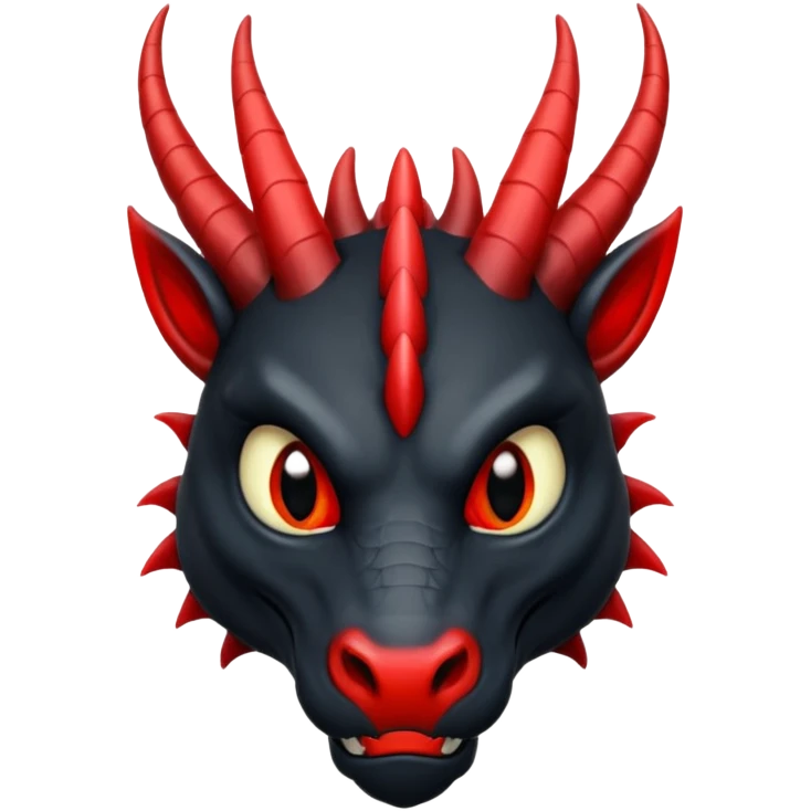 Un dragon noir aux yeux rouges et noir, puis des grandes cornes d'obsidiennes, style anime emoji