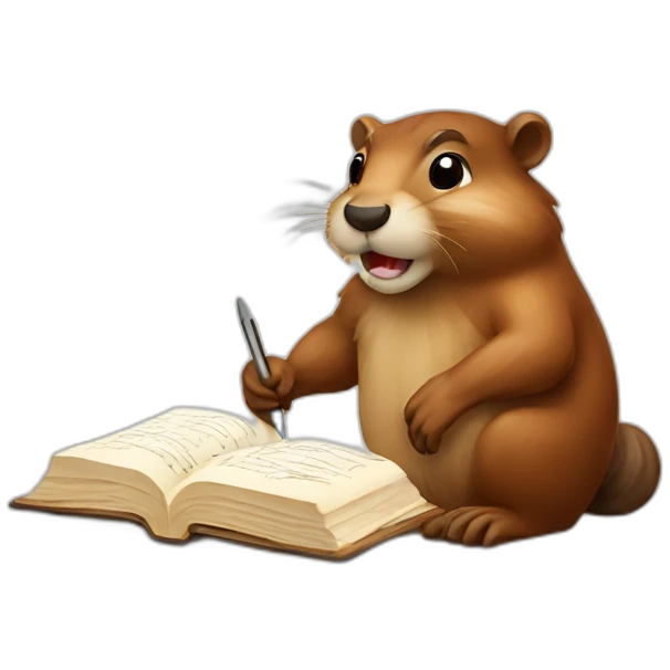 beaver studying emoji
