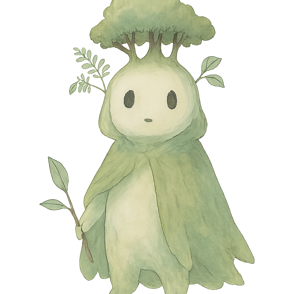 forest spirit character in ghibli style with soft colors and whimsical atmosphere emoji