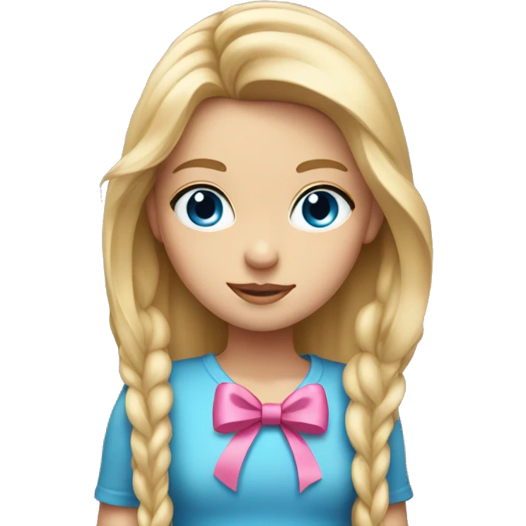 blondie girl with long hair, blue eyes and a pink bow on the head emoji