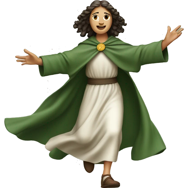 saint brigid running, with a large stride and arms outstretched emoji