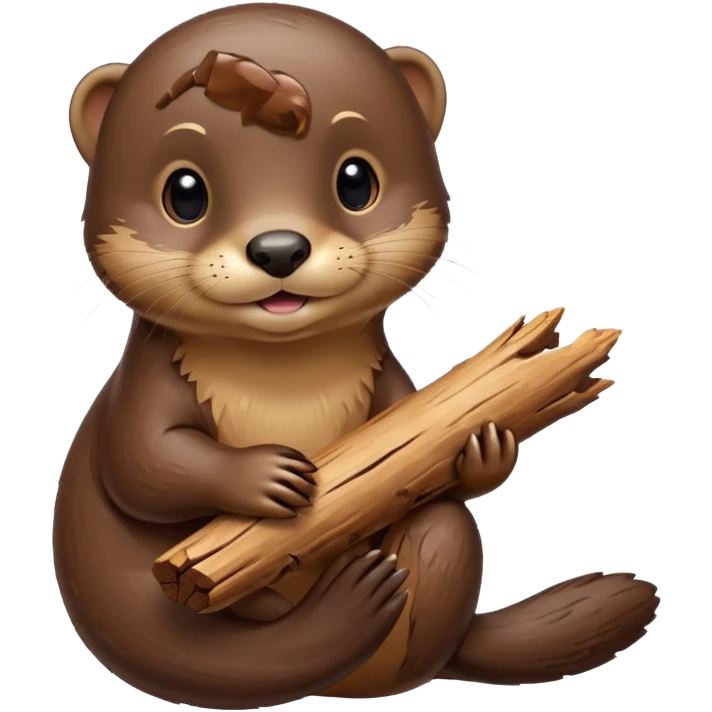 baby River otter with wood in hand  emoji