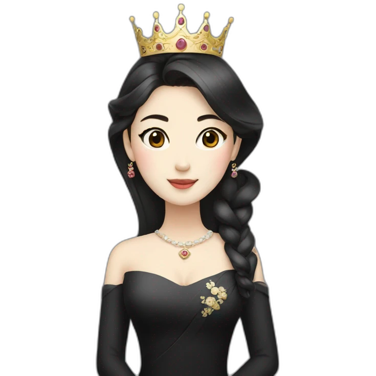 Korean princess with a crown in black dress  emoji