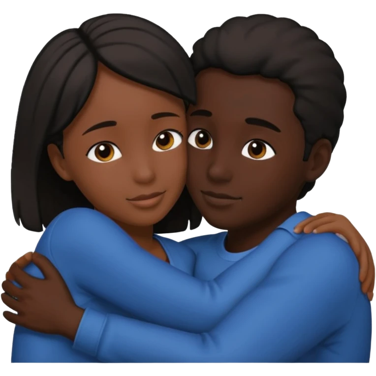 Two people hugging. They are facing each other. Silhouette only.  emoji