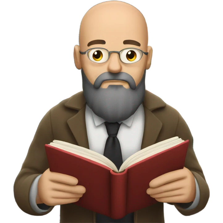 Bald bearded man reading book emoji