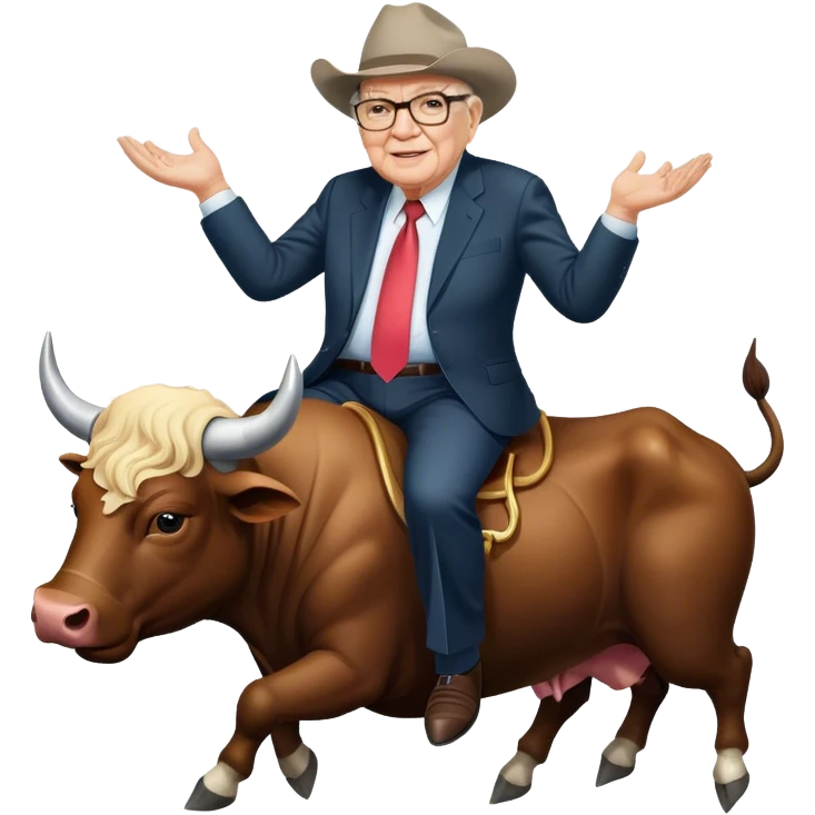 Warren Buffet riding bull emoji