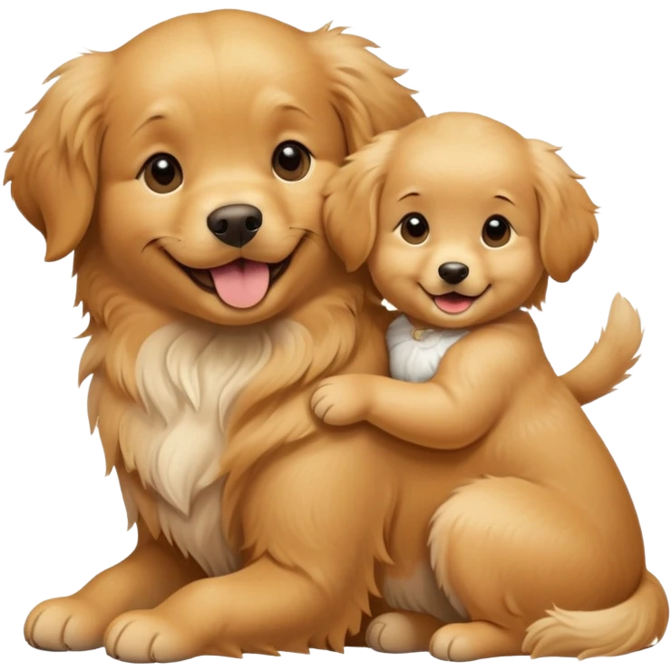 Golden retriever with baby emoji