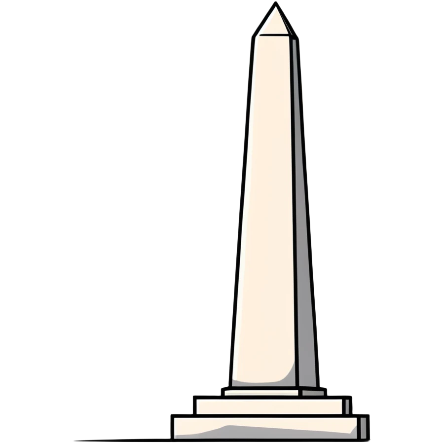 The Obelisk of Buenos Aires, a tall white stone monument with a pointed top, standing alone, iconic landmark of Argentina emoji