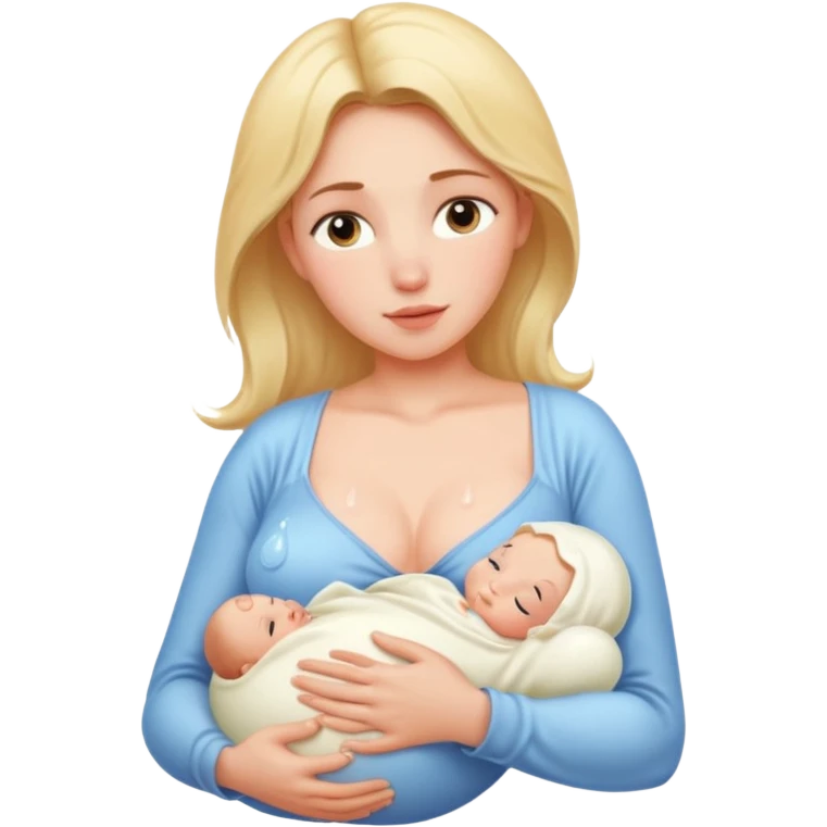 Mother breastfeeding beautiful breast big natural milk droplets on the nipple emoji