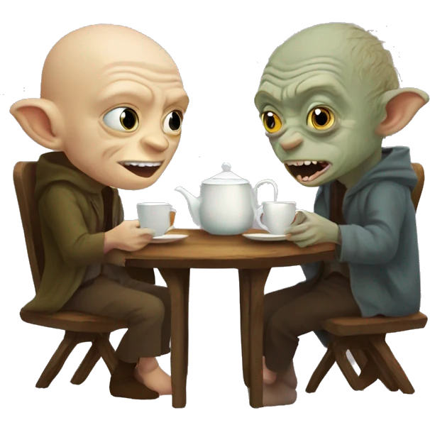 gollum and samwise having a cup of tea emoji