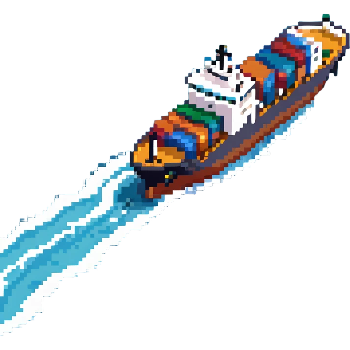A large cargo ship on blue ocean waves emoji