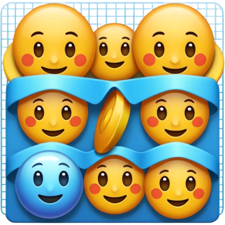 overlapping images, one realistic and one digital grid emoji