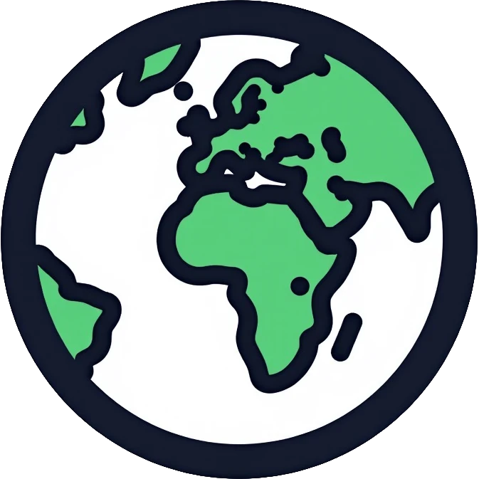 Earth globe icon with continents emoji