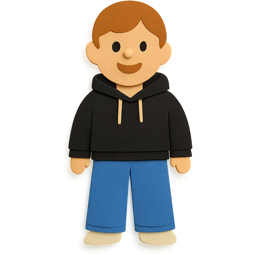 person named Les wearing wide jeans and a black hoodie emoji