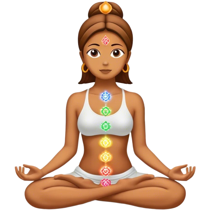Meditating with aligned chakras glowing with  emoji