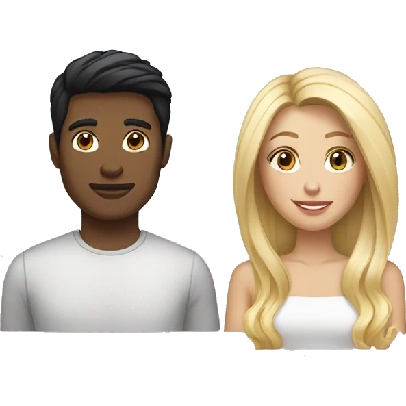 Black hair woman and blond white man couple  emoji