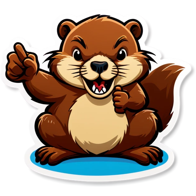 Beaver throwing up middle finger emoji